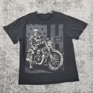 Route 66 T-Shirt Men's Large Black American Tradition Classic Biker Motorcycle